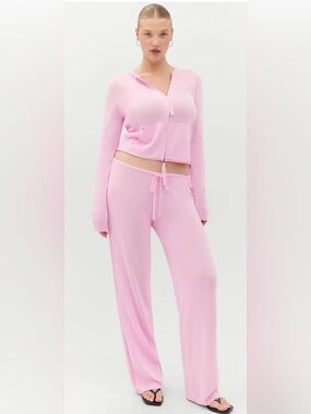 Frankie’s Bikinis Ela Low Rise Knit Pants (XS) and Atlas Zip Up Hoodie (S) Set